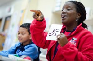 Reading Corps tutor and student