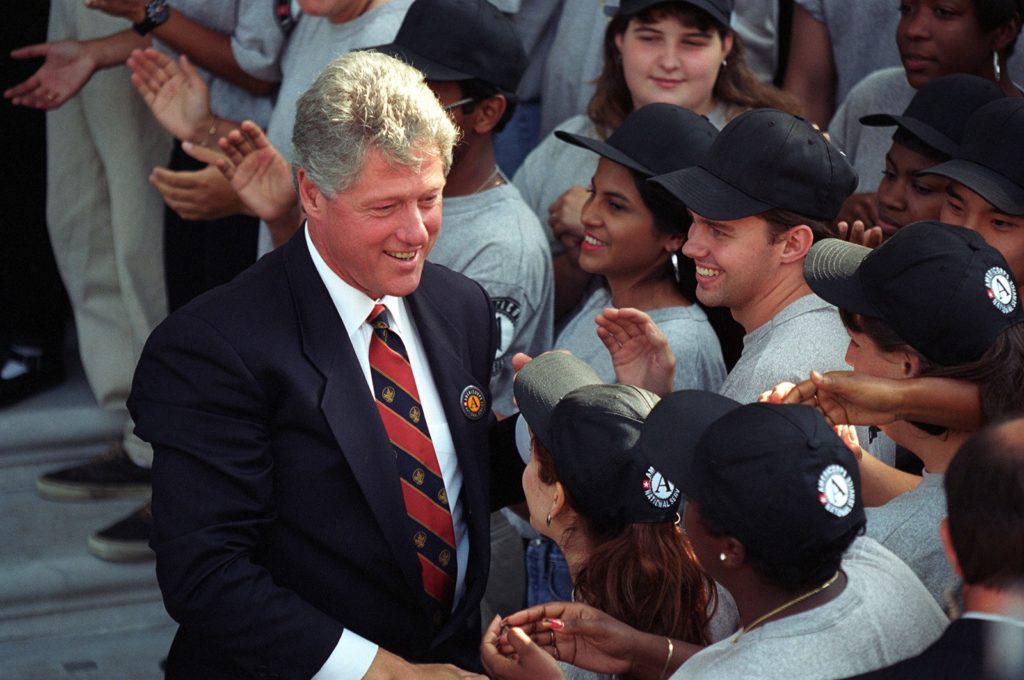 Clinton and AmeriCorps members