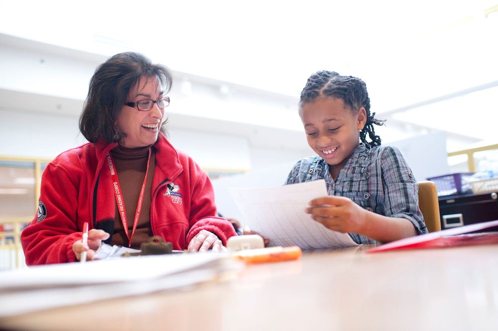 Reading Corps tutor and student