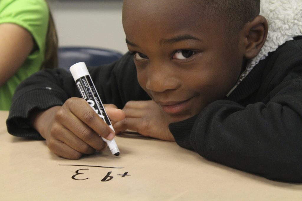 Boy doing math