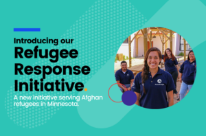 Introducing Refugee Response Initiative on green background